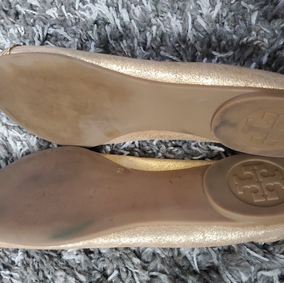 Tory Burch Romy Gold Ballet Flats Snakeskin Size 7 - Picture 7 of 8